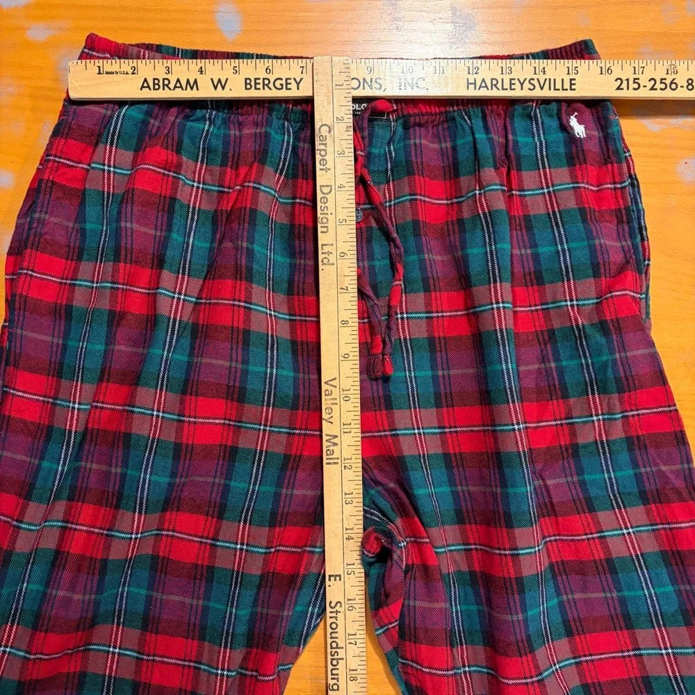 Polo Ralph Lauren Mens L Flannel Cotton‎ Pajama Pants Sleepwear Red Green Plaid